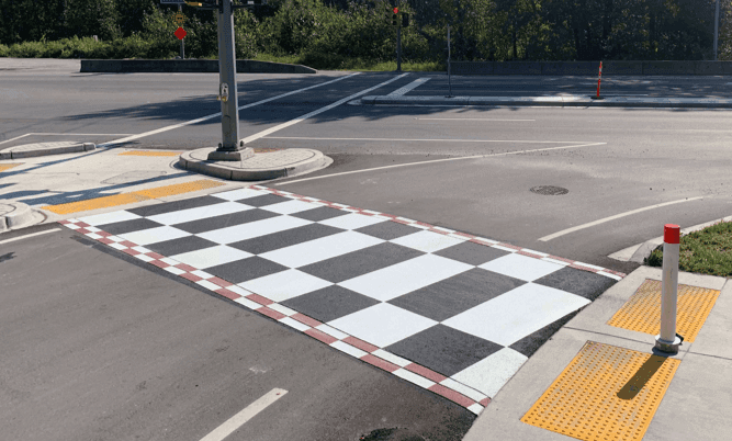 Checkerboard Crosswalks Coquitlam: TrafficPatterns at Lougheed Holly & Orchid